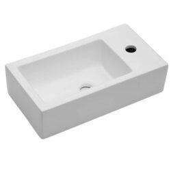 Modern Rectangle Wall Mount Bathroom Sink & Single Faucet Hole - White