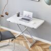Modern Minimalist Multifunctional Lift Table With Metal Legs - White / Silver - Image 2