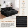 Oversized Double Chaise Lounge Sofa Bed With USB Ports And Cup Holders - Black - Image 7