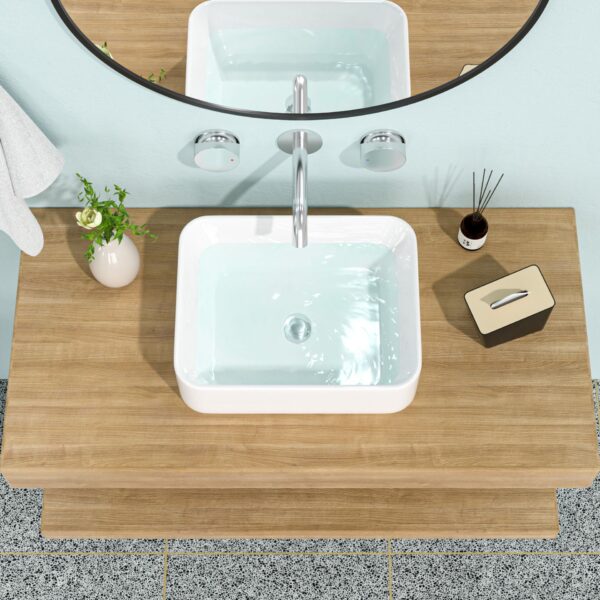 Rectangular Ceramic Vessel Bathroom Sink - White
