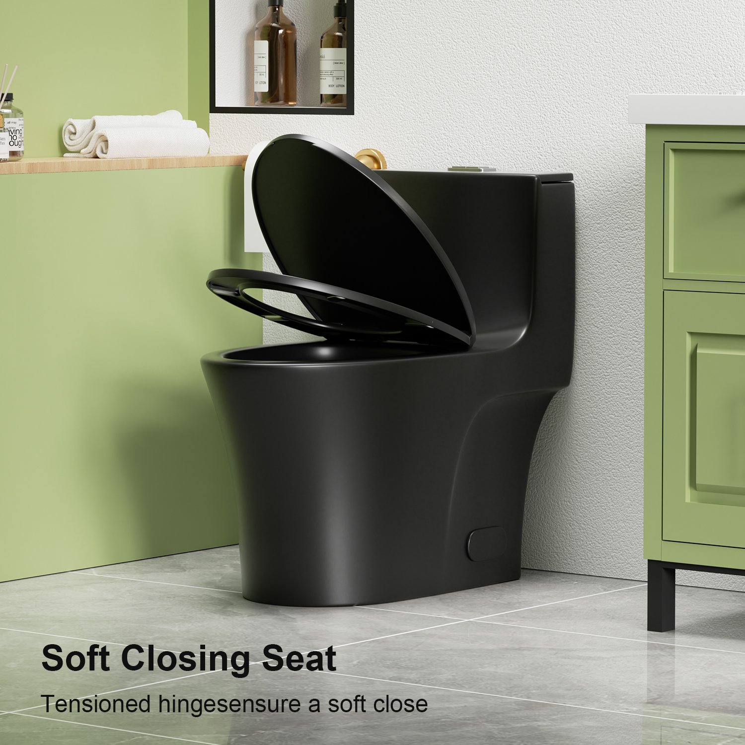 1 Piece Toilet With Dual Flush And Soft Closing Seat - Matte Black - Image 11