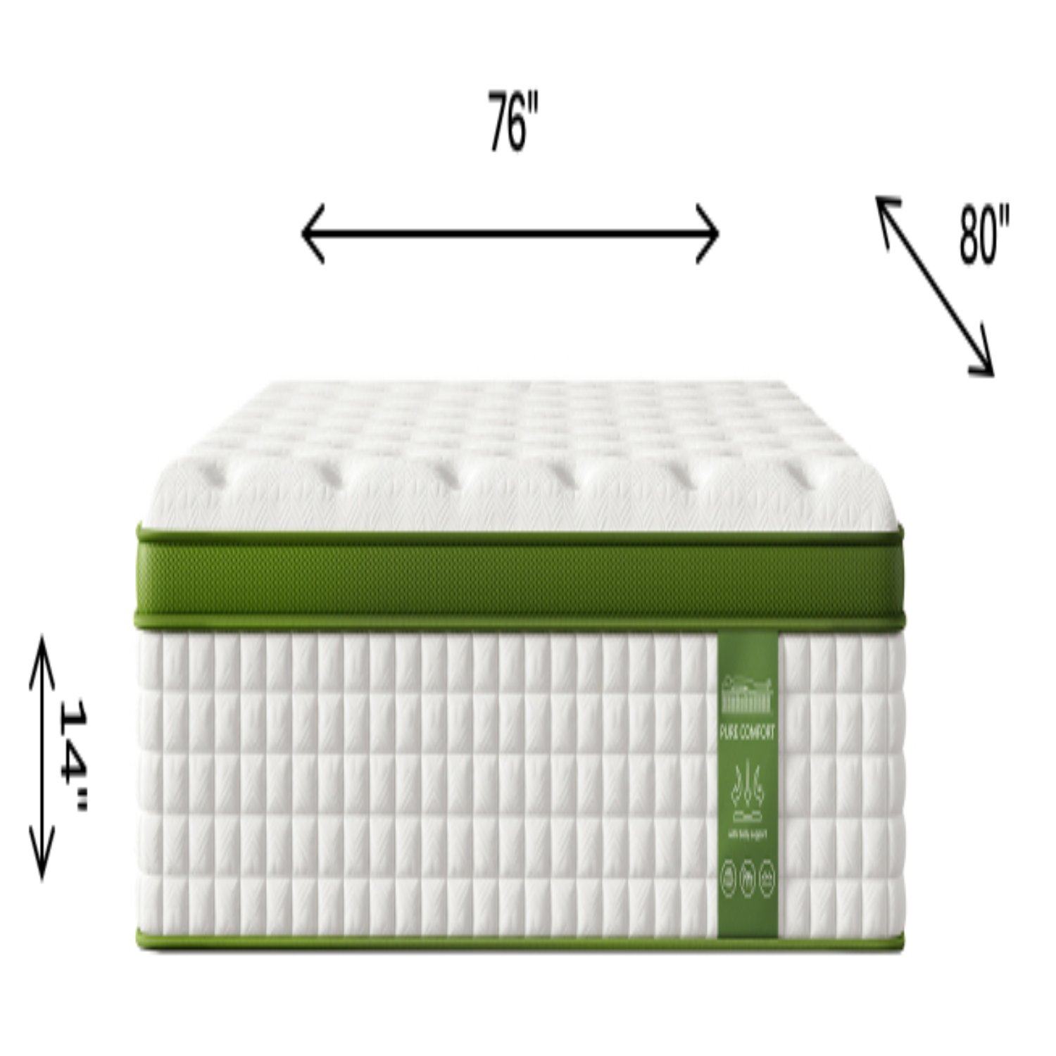 14" King Hybrid Mattress With Gel Memory Foam And Pocket Springs - Green - Image 3