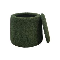 Round Storage Ottoman With High Resilience Foam - Green