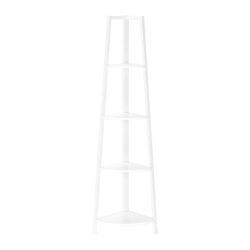 Bookshelf, Bookcase, Etagere, Corner, 4 Tier, Office, Contemporary & Modern - White