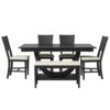 Topmax - 6 Piece Wood Half Round Dining Table Set Kitchen Table Set With Long Bench And 4 Dining Chairs, Modern Style - Gray - Image 10