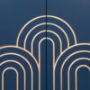 Modern Fluted Sideboard Buffet With Adjustable Shelves, Curve Element With Strict Lines - Navy Blue - Image 8