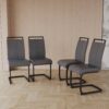 Modern Dining Chairs With High Back Upholstery, C Shaped Tube Design Metal Legs (Set of 2) - Gray - Image 8