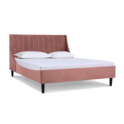 Aspen - Queen Vertical Tufted Headboard Platform Bed Set - Ash Rose Pink