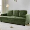 Modern Sofa, Comfortable 3 Seater Couch With Deep Seating And High Density Foam, Loose Back Cushions, Wide Arms, - Green - Image 8