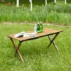 Folding Outdoor Table, Lightweight Aluminum Roll-Up Rectangular Table For Indoor, Outdoor Camping, Picnics, Beach, Backyard, Bbq, Party, Patio - Brown - Image 4