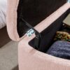 Storage Ottoman Bench For End Of Bed Gold Legs, Modern Gray Faux Fur Entryway Bench Upholstered Padded With Storage For Living Room Bedroom - Pink - Image 12