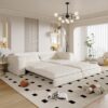 King Size Sleeper Sofa Bed, Pull Out Sofa Bed, 3 In 1 Convertible Sleeper Sofa, 3 Seat Couch With 2 Lumbar Pillows For Living Room - Beige - Image 2