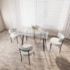 Modern Minimalist Rectangular Glass Dining Table With Tempered Glass Top Metal Legs, For 4 - 6 - Transparent - Image 9