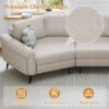 Upholstered 3 Seater Curved Sofa With Printed Pillows Chenille - Beige - Image 7
