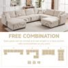 Multi Module Combination Style Sofa For Living Room And Other Lounge Spaces, Modern Minimalist Corduroy Combination Sofa With 2 Comfort Cushions With USB & C Charging Ports, 2 Sets - Beige - Image 12