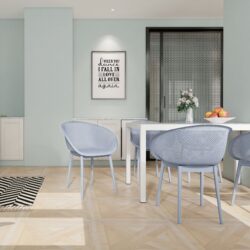2 Piece Durable Single Chair With Mesh Hollow Out Design - Light Gray