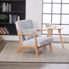 Accent Chair With Pillow, Upholstered Arm Chair - Light Gray - Image 11