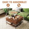 Rustic Flip Top Coffee Table With Hidden Storage - Black / Brown - Image 20