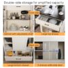 Extendable Kitchen Island With Slide Out Table And Storage Racks For 2 - 6 Person, Power Outlet, Bar, Prep Station - Creamy White / Walnut - Image 10