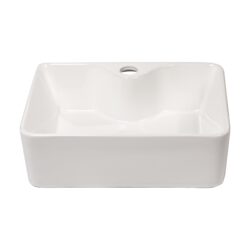 Rectangular Vessel Bathroom Sink 16" X 12" With Sleek Design - White