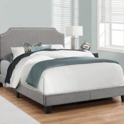 Full Size Bed, Upholstered, Transitional - Gray