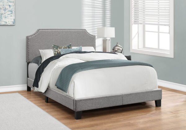 Full Size Bed, Upholstered, Transitional - Gray