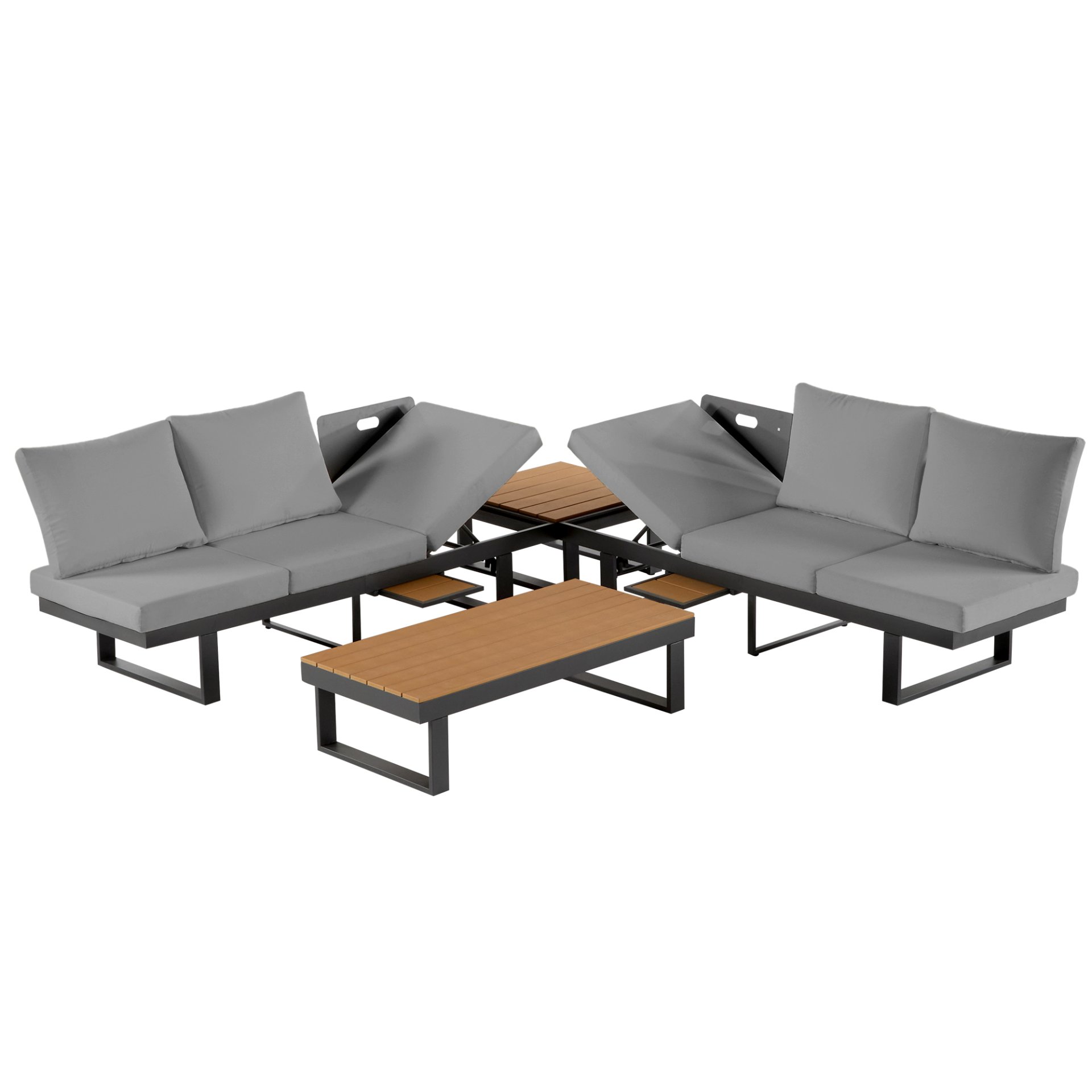 Outdoor Sectional Sofa Set With Adjustable Reclining Seats - Gray - Image 22