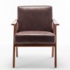 Accent Chair, Classic Mid - Century Modern Living Room Furniture For Extra Seating - Dark Brown - Image 2