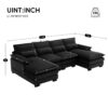 Modern U-Shaped Sectional Sofa With Waist Pillows, 6 Seat Upholstered Symmetrical Sofa Furniture, Sleeper Sofa Couch With Chaise Lounge - Black - Image 16