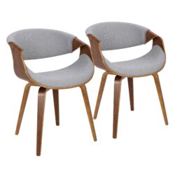 Curvo - Mid-Century Modern Dining Chair (Set of 2) - Walnut / Gray