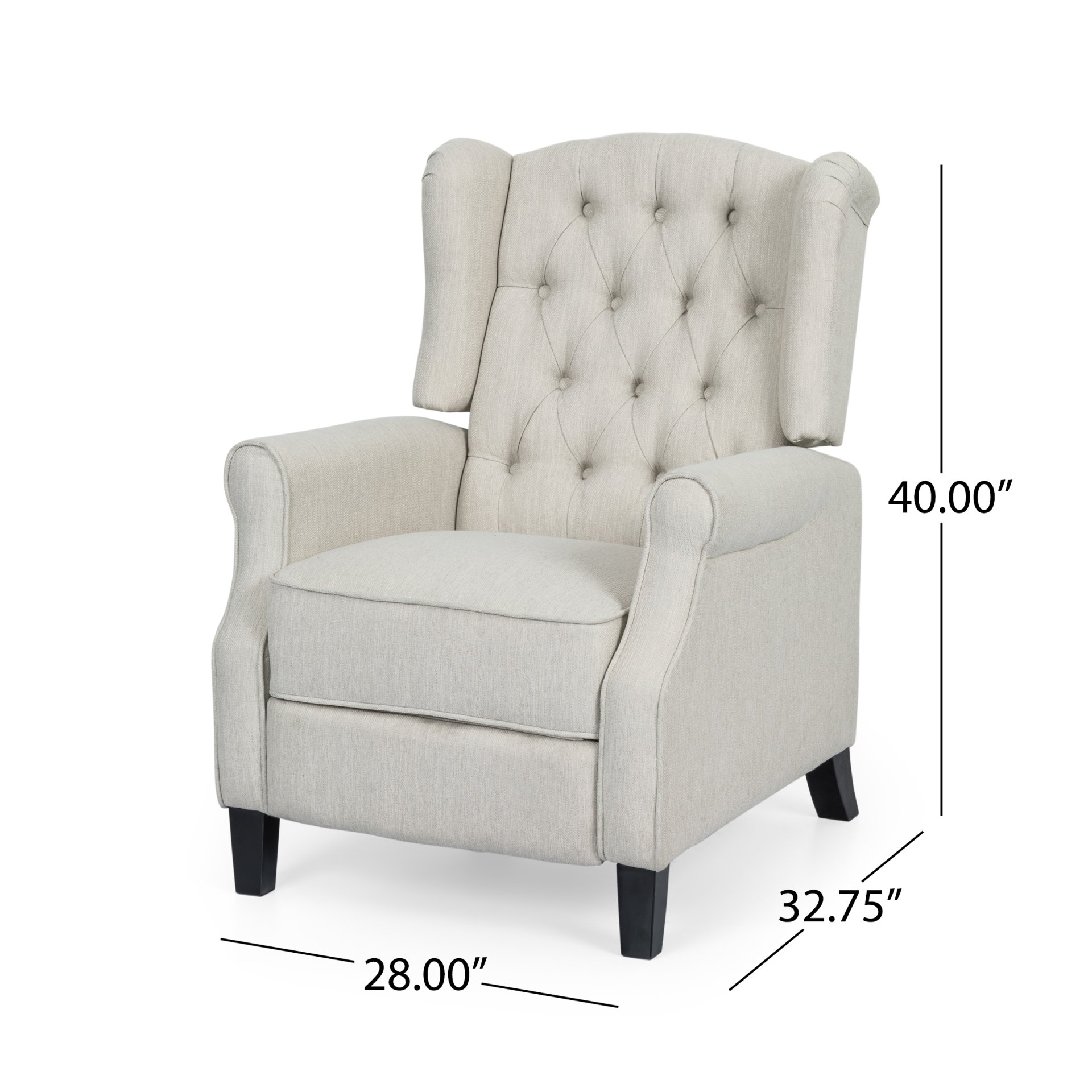 Contemporary Tufted Fabric Push Back Recliner - Beige - Image 3