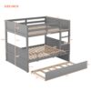 Full Over Full Bunk Bed With Twin Size Trundle - Gray - Image 11
