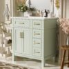 30" Bathroom Vanity With Sink, Soft Close Doors, Deep & Standard Drawer, & - Green - Image 4