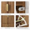 Modern Minimalist Shoe Storage Cabinet With 2 Flip Drawers And Metal Handles - Brown - Image 6