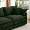 Modern Modular Sectional Sofa Set With Movable Ottoman Chenille, L Shaped - Green - Image 11