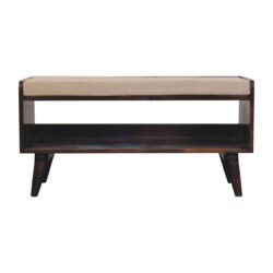 Bench With Mud Linen Seat Pad - Walnut
