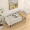 Teddy Velvet Storage Stool With Storage Space Rubber Wood Sponge Linen - Beige - Image 5