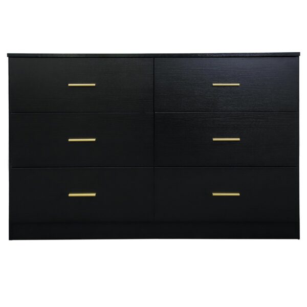Modern 6 Drawer Dresser For Bedroom, Ample Storage Wide Chest Of Drawers, Sturdy & Safe - Black
