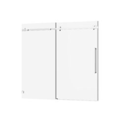 Frameless Bathtub Door, Sleek Silent Sliding Glass Door, Tempered Glass - Chrome