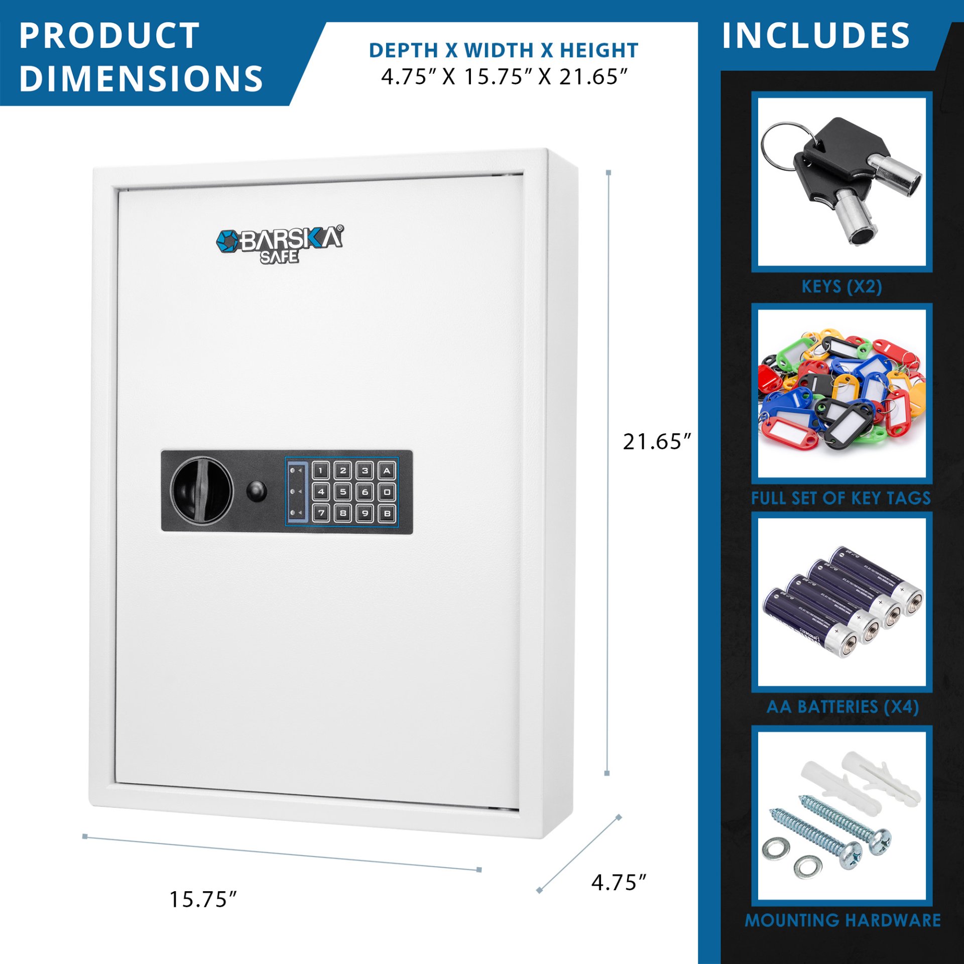 100 Keys Key Cabinet Digital Keypad Wall Safe - White - Image 3