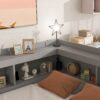 Full Bed With L-Shaped Bookcases, Drawers - Gray - Image 6