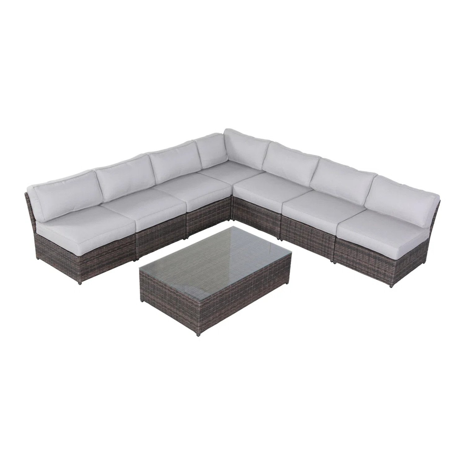 Outdoor Living Extra Wide Seating Set With Cushions And Glass Table - Brown - Image 5
