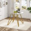Modern Glass Dining Table With Metal Legs For 2 4 People - Gold - Image 5