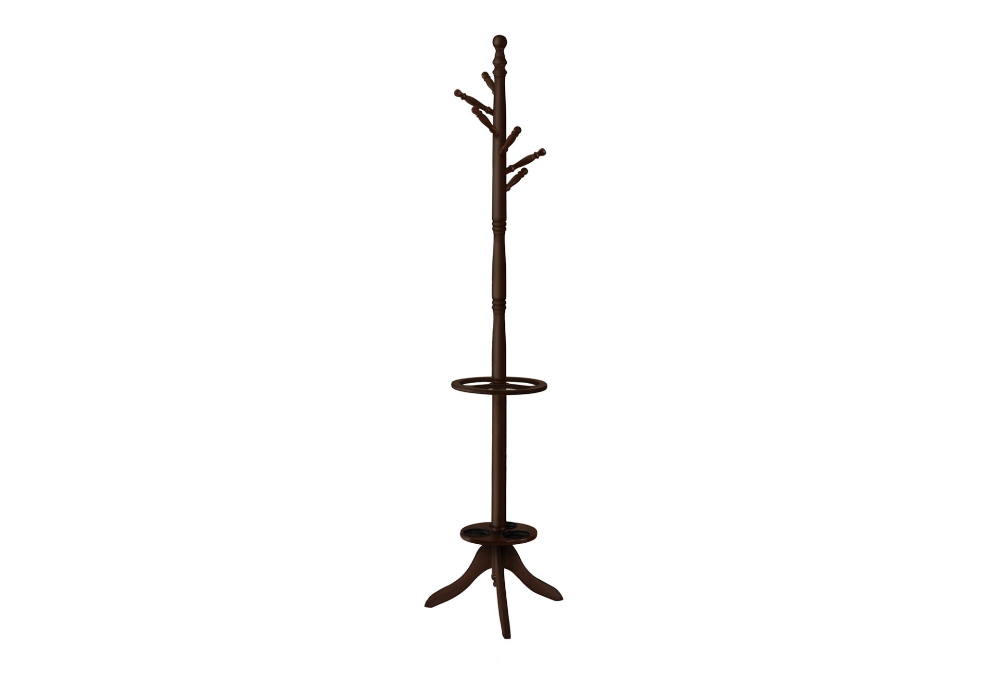Free Standing Coat Rack 6 Hooks For Entryway With Umbrella Holder - Cherry - Image 2