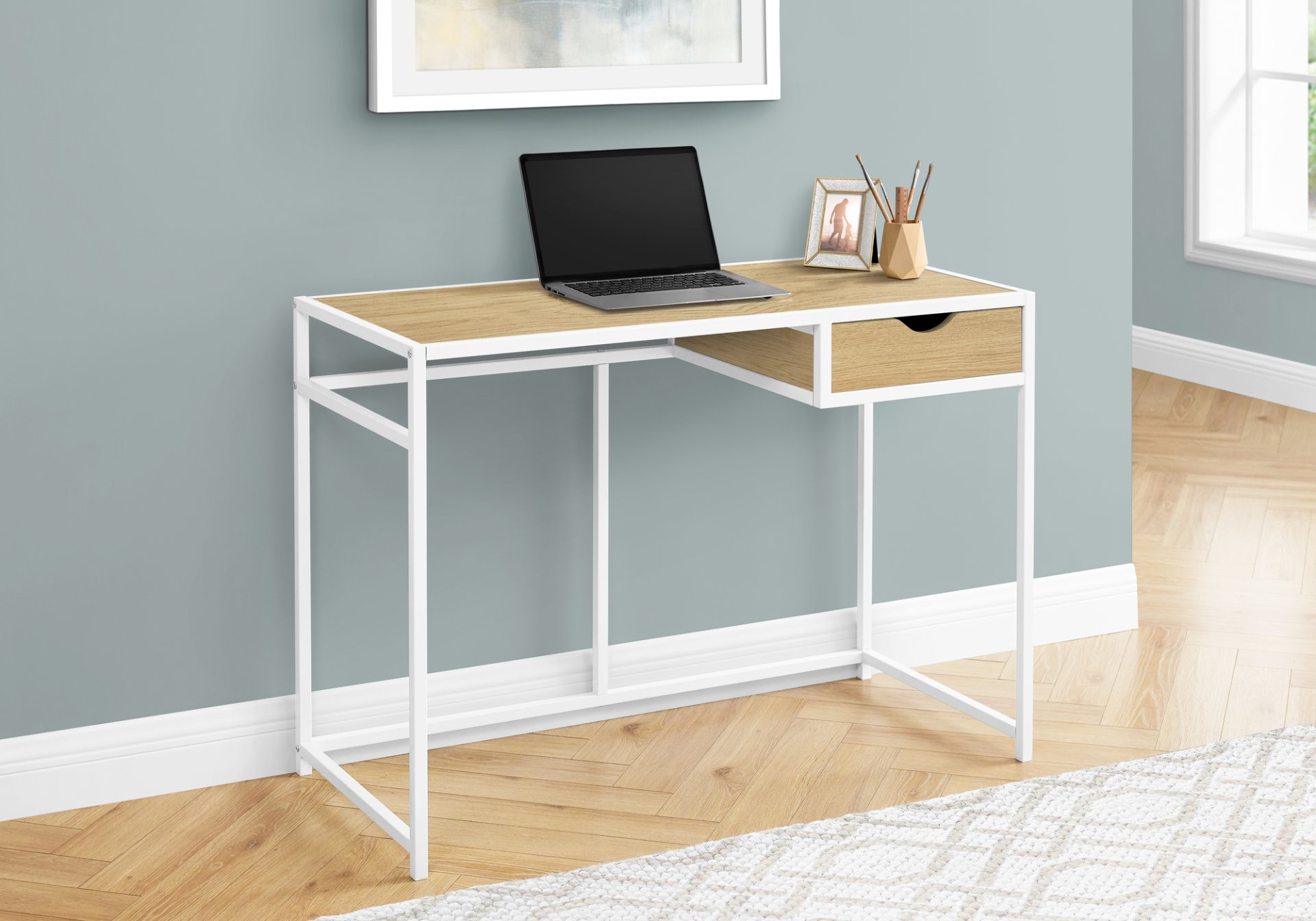 Computer Desk For Home Office, Laptop, Storage Drawer, Contemporary & Modern - Natural - Image 4