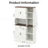 Farmhouse Kitchen Pantry Sideboard With Cabinet And Drawer, Multi Functional Kitchen Buffet With Hutch And Glass Holder, Microwave Stand With Charging Station - Brown / Antique White - Image 3