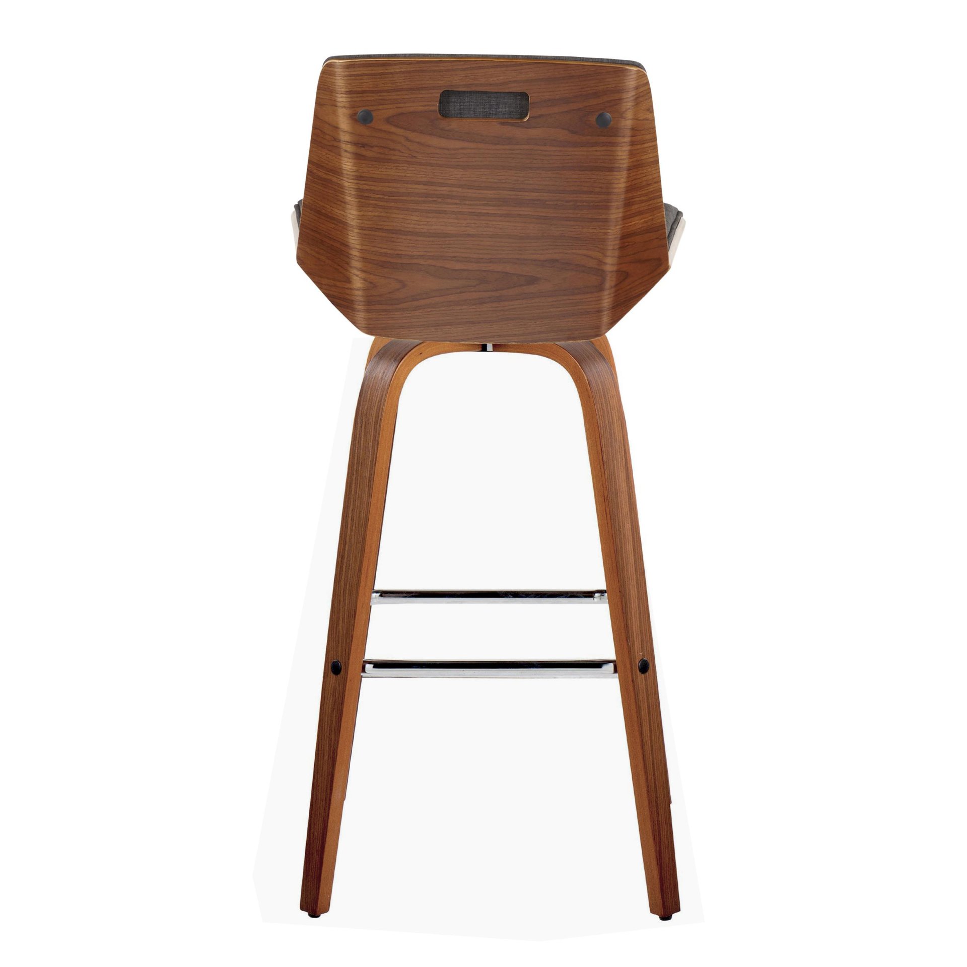 Corazza - Mid-Century Modern Fixed Height Barstool With Swivel With Square Footrest (Set of 2) - Walnut / Charcoal - Image 5