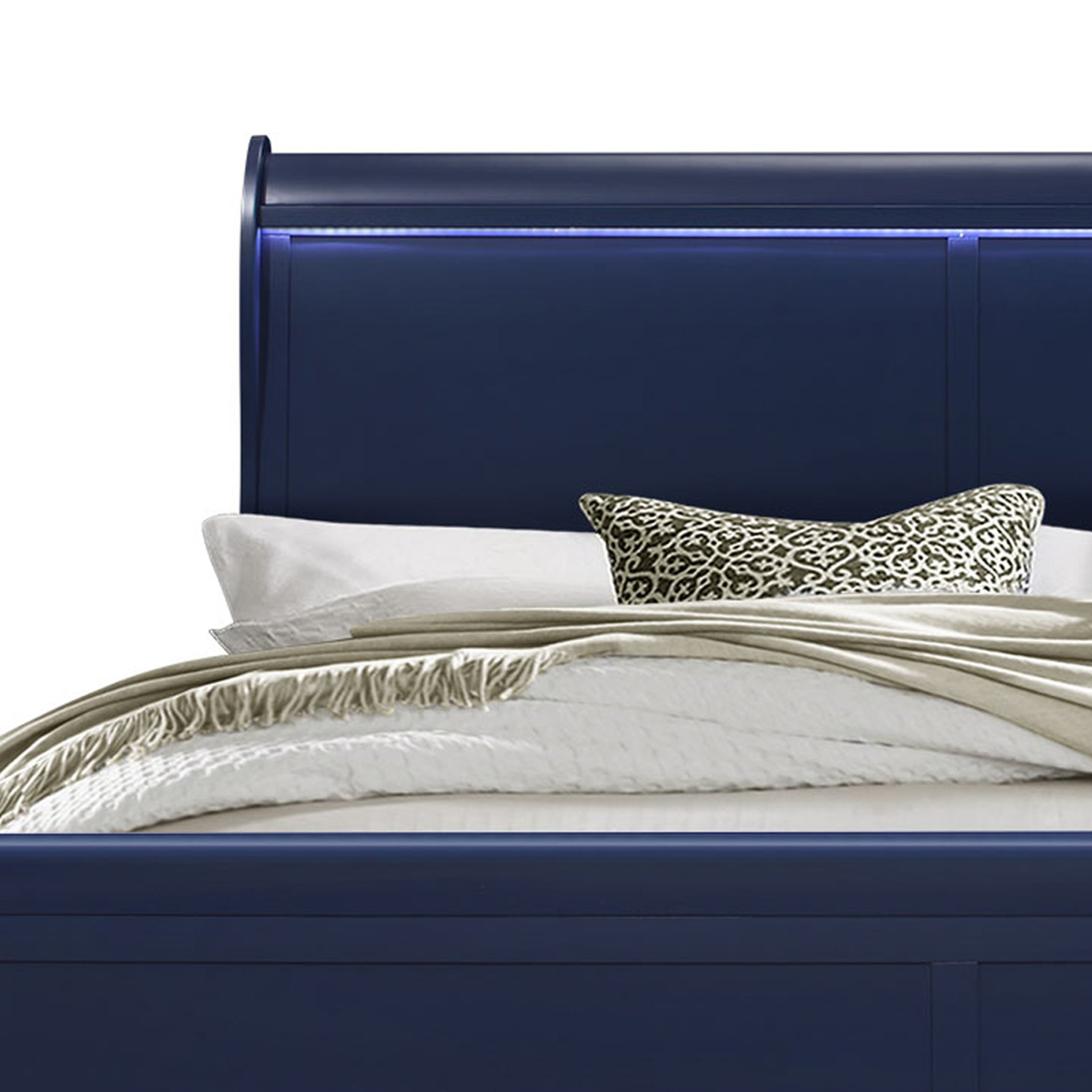 Charlston - King Sleigh Bedroom 5 Piece Set With LED Headboard - Blue - Image 13