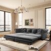 3 In 1 Pull Out Sofa Bed, Convertible Sleeper Sofa Bed, 3 Seater Sofa With Movable Ottoman - Gray - Image 10