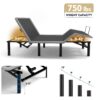 Queen Size Adjustable Bed Frame With Massage Head & Foot Incline Wireless Remote, USB Ports, LED Night Light - Gray - Image 3
